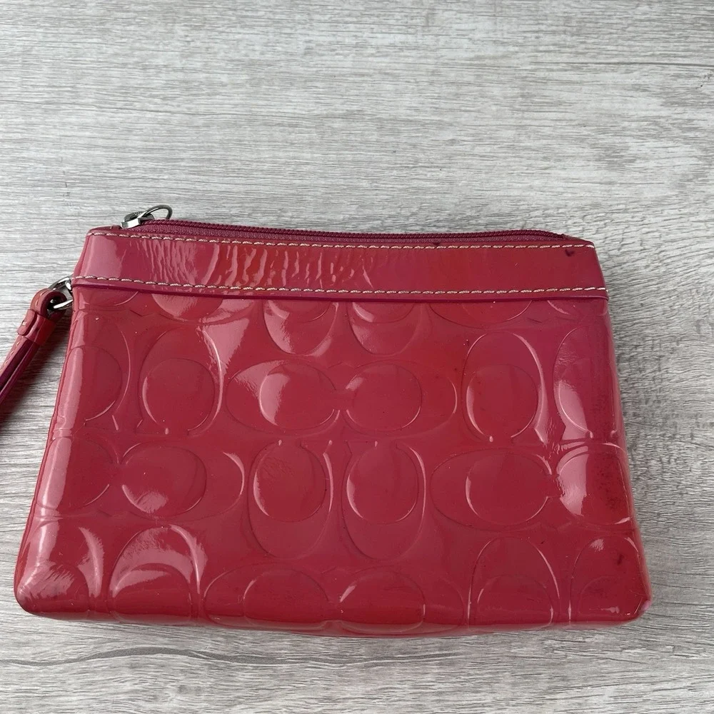 Coach Pink Patent Leather Wristlet Purse Clutch Y2K Shiny Fair